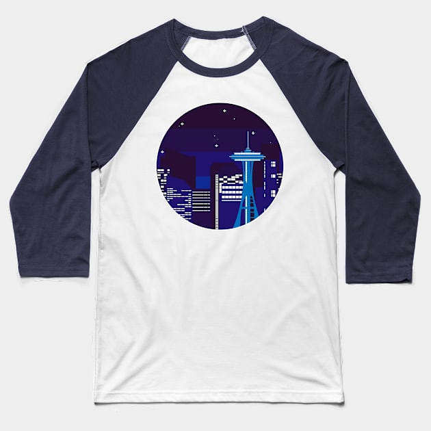 seattle nights Baseball T-Shirt by Galaxxi